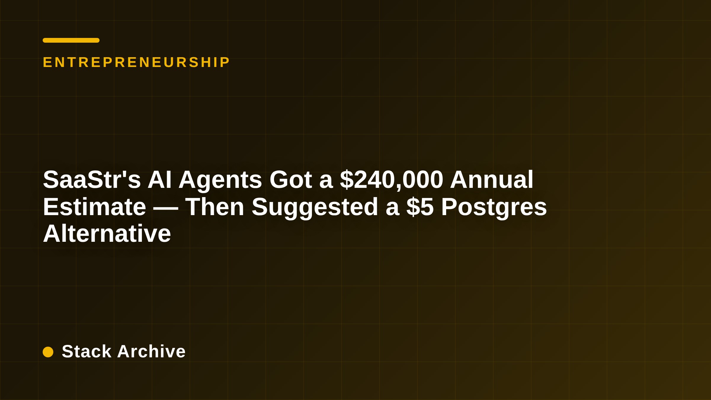 SaaStr's AI Agents Got a $240,000 Annual Estimate — Then Suggested a $5 Postgres Alternative