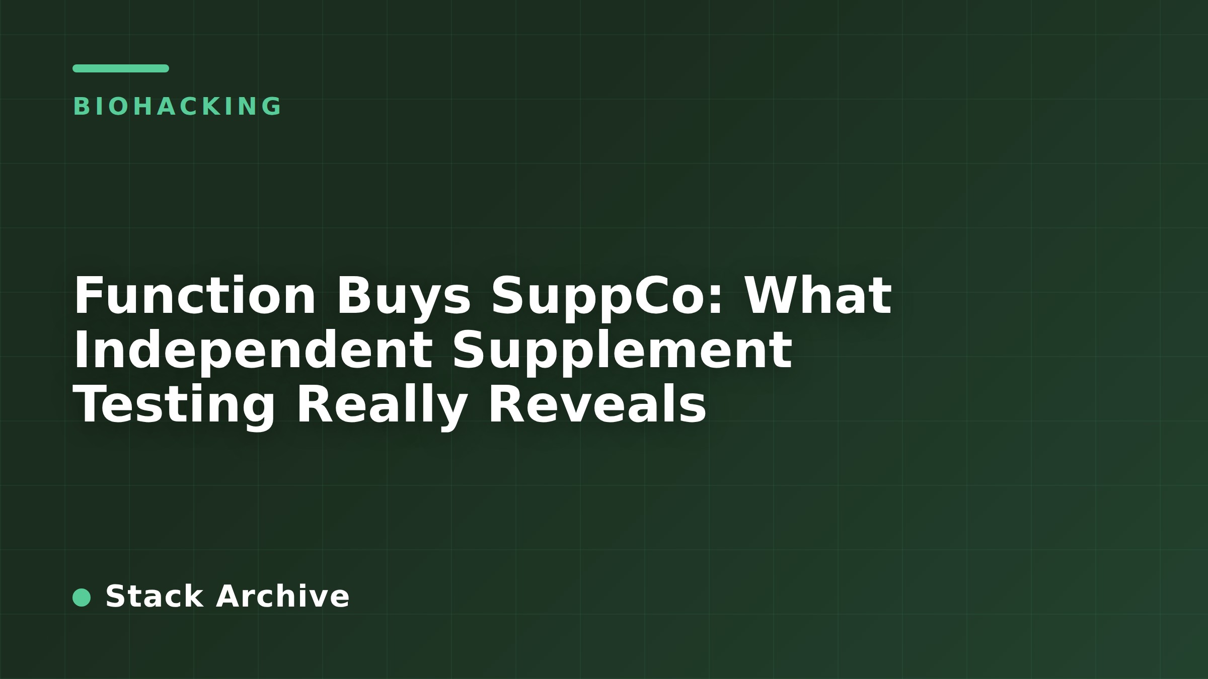 Function Buys SuppCo: What Independent Supplement Testing Really Reveals