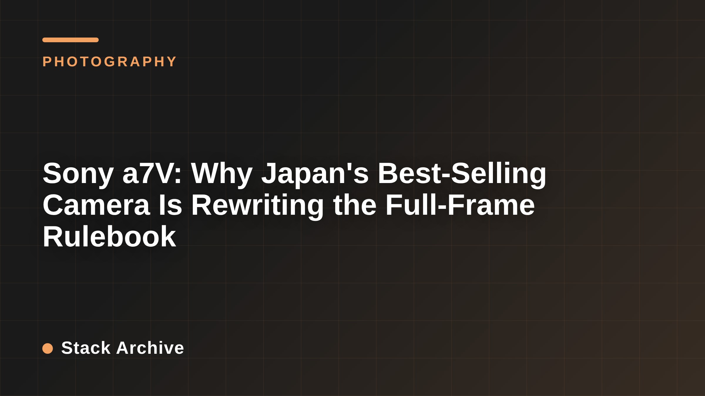 Sony a7V: Why Japan's Best-Selling Camera Is Rewriting the Full-Frame Rulebook