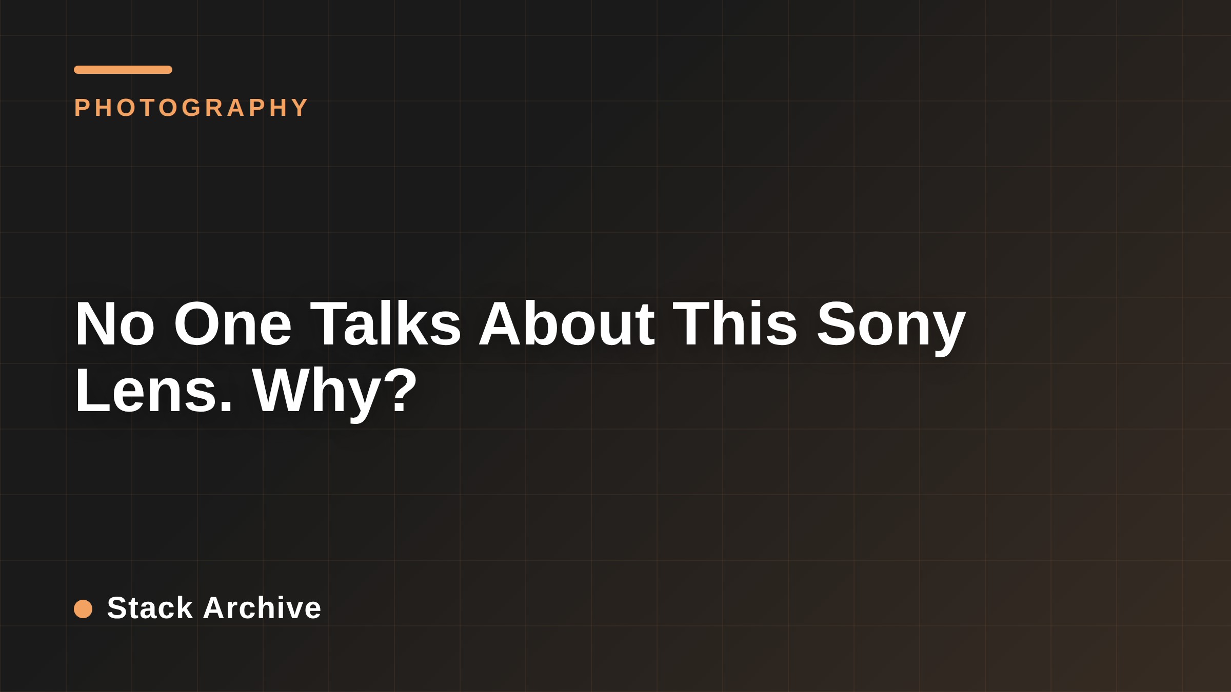 No One Talks About This Sony Lens. Why?